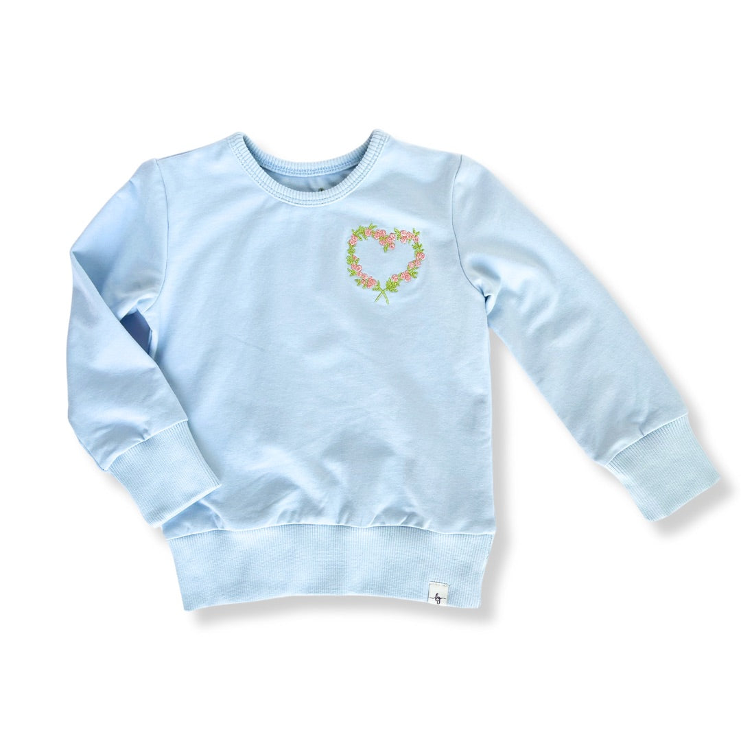 Girls Blue Heart Sweatshirt