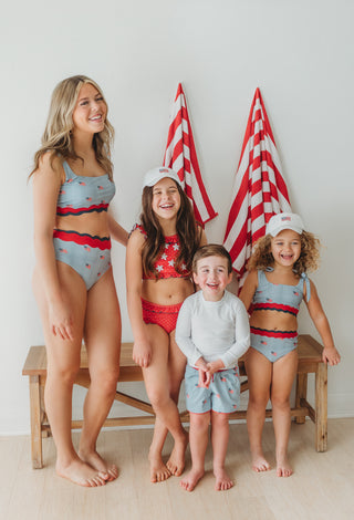 *PREORDER* Scalloped High Waisted Bikini - Heritage Flag