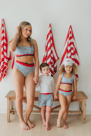 *PREORDER* Scalloped High Waisted Bikini - Heritage Flag