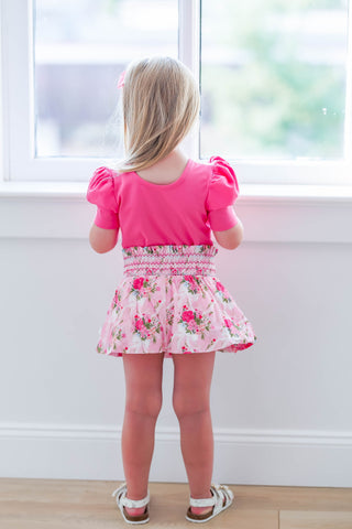 Smocked Athletic Skort ~ Floral Finery