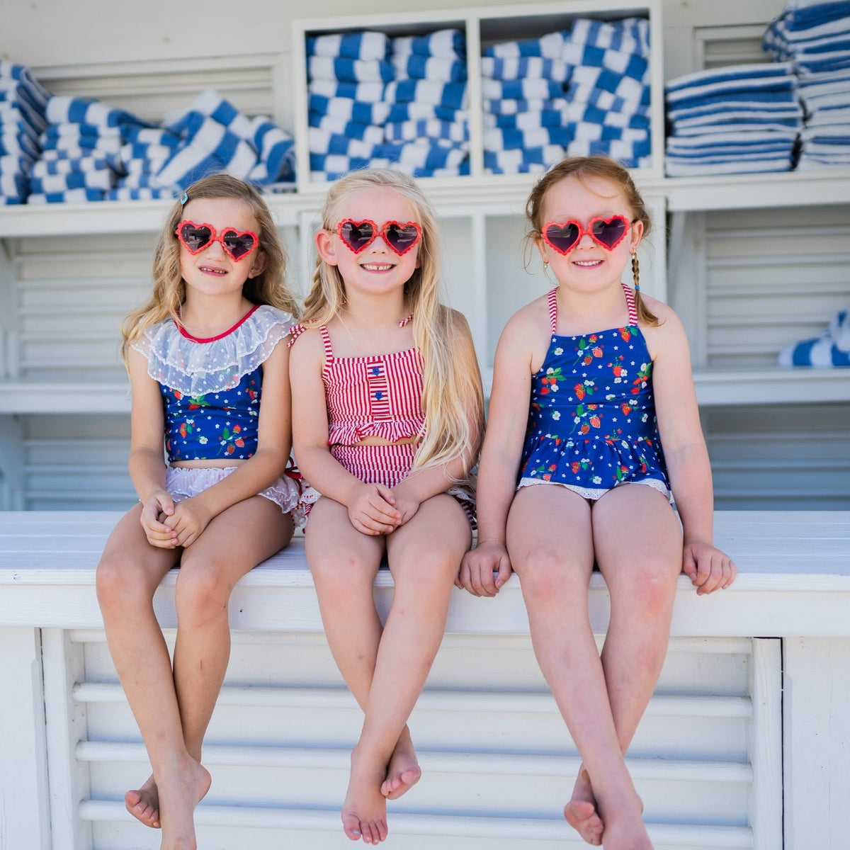 Red Stripe Seersucker High Waisted Bikini