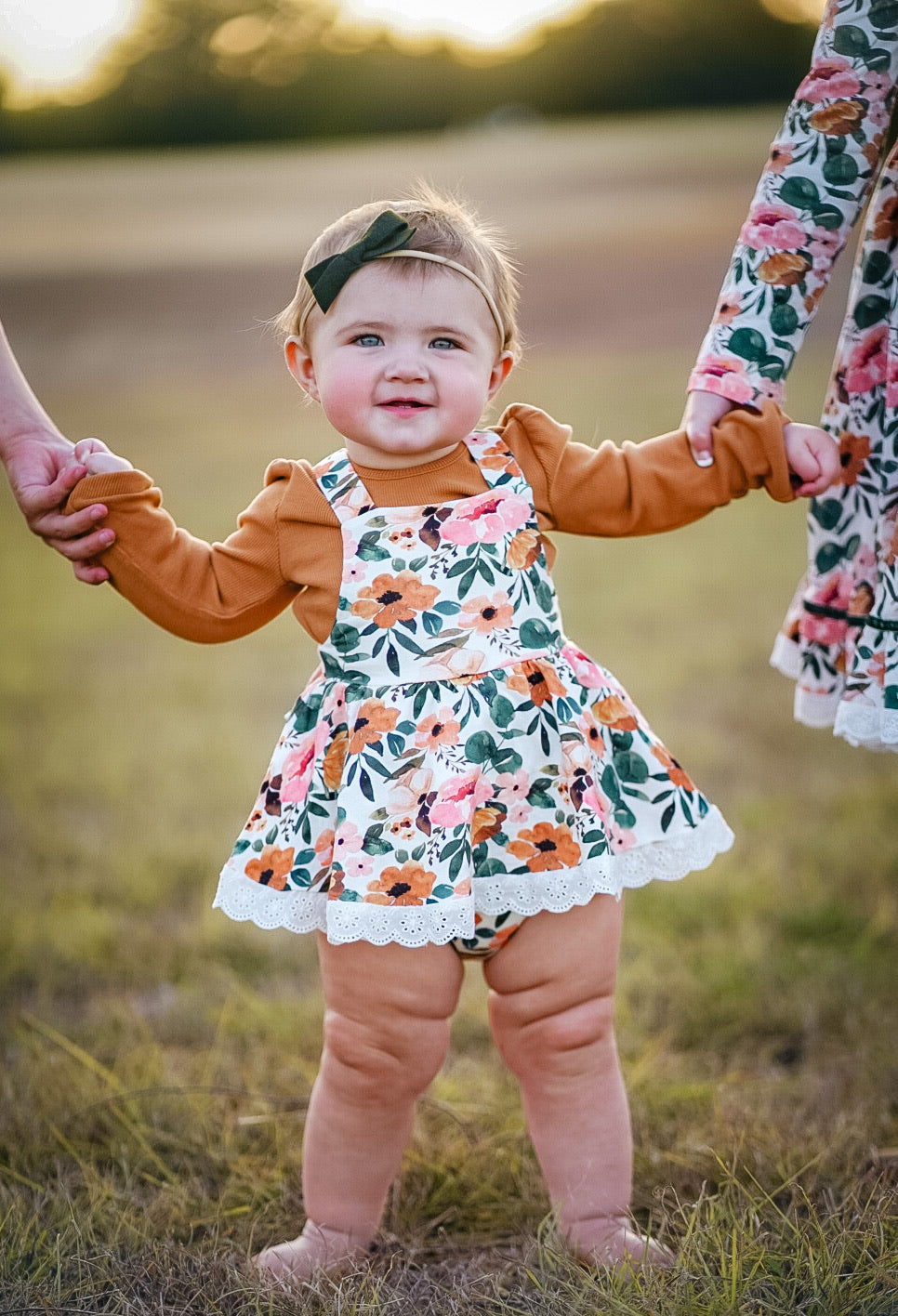 Golden Petals Skirted Romper