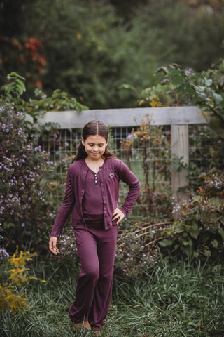 Ribbed Bamboo Lounge Top Set ~ Plum