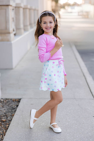 Candy Hearts Scallop Athletic Skort