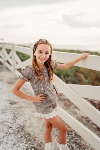 Chocolate Gingham Smocked Set