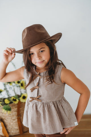 Chocolate Gingham Peplum