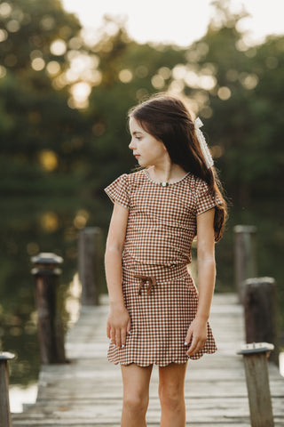 Cinnamon Gingham Athletic Set
