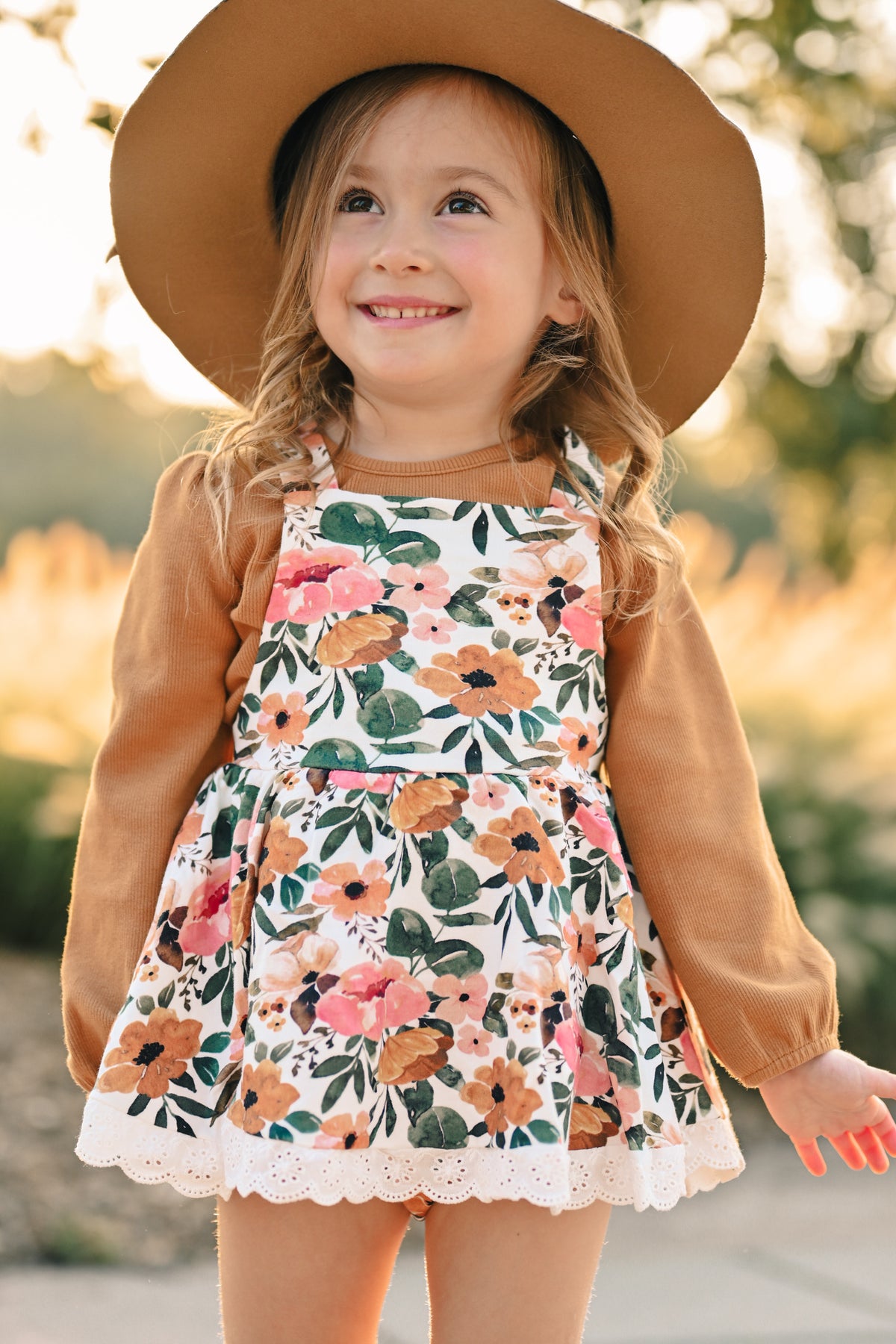 Golden Petals Skirted Romper