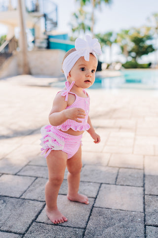 Paradise Pink Gingham High Waisted Bikini