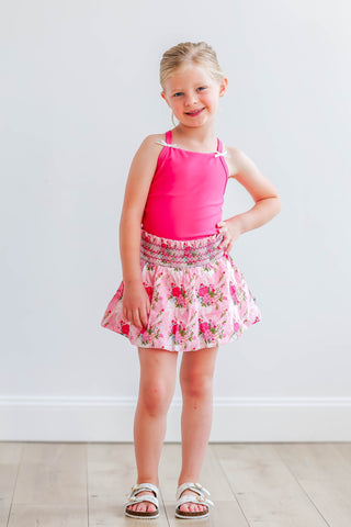 Smocked Athletic Skort ~ Floral Finery
