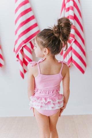 Paradise Pink Gingham High Waisted Bikini