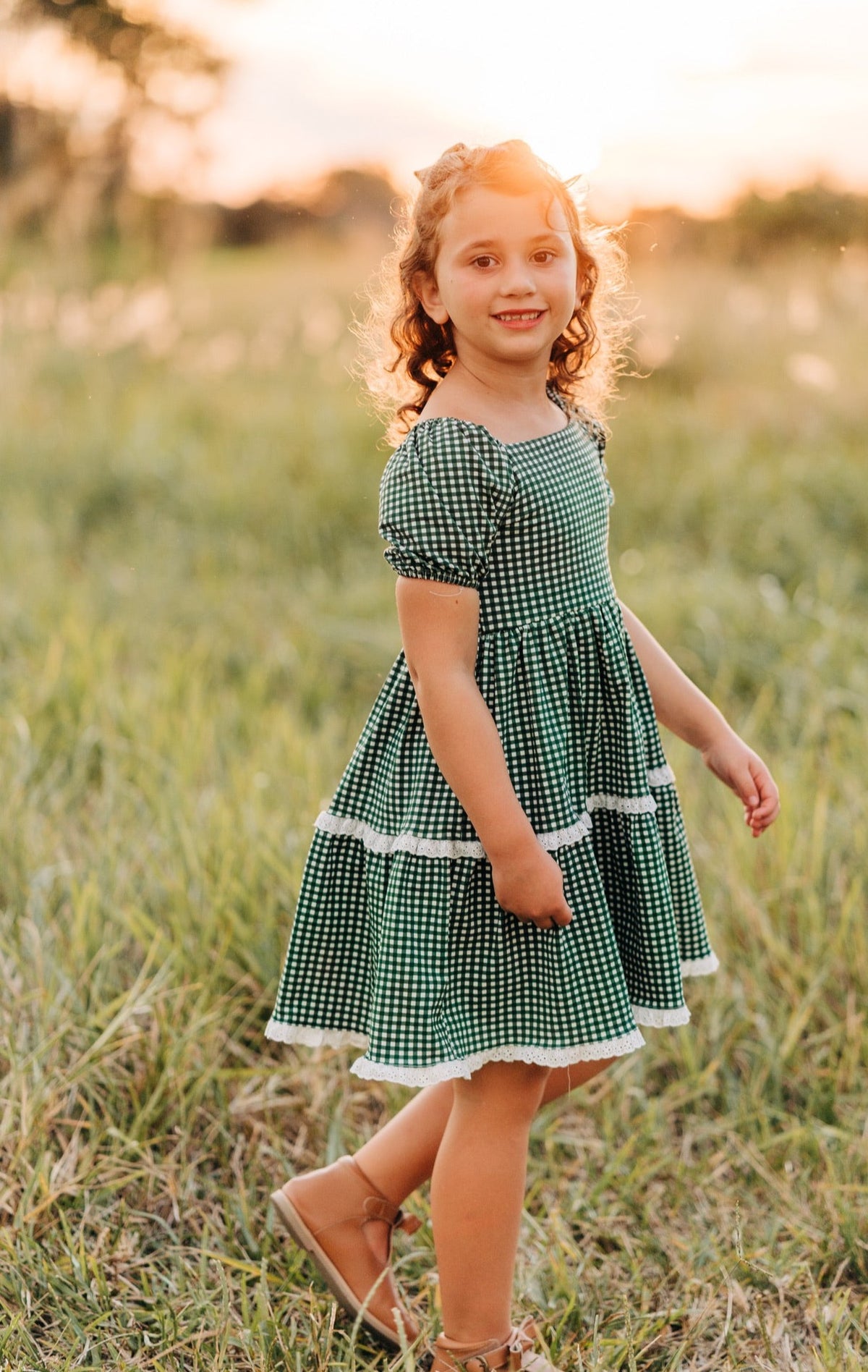 Forest Green Gingham Grace Dress