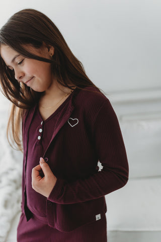 Ribbed Bamboo Lounge Top Set ~ Plum