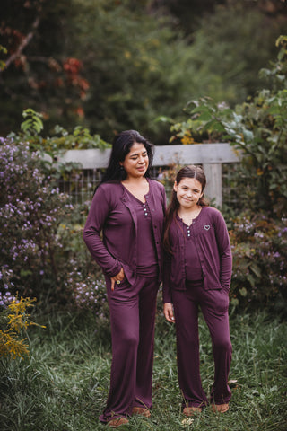 Ribbed Bamboo Lounge Top Set ~ Plum