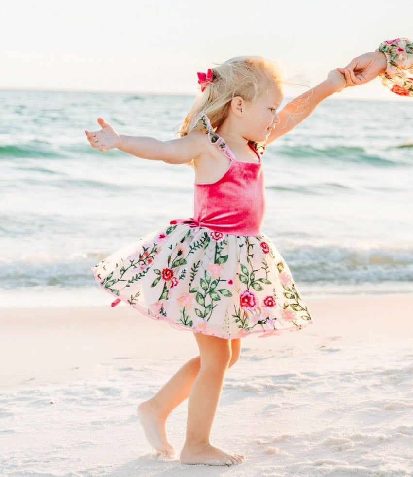 *PREORDER* Rose Petal Enchantment Flutter Sleeve Dress and Bloomer Set