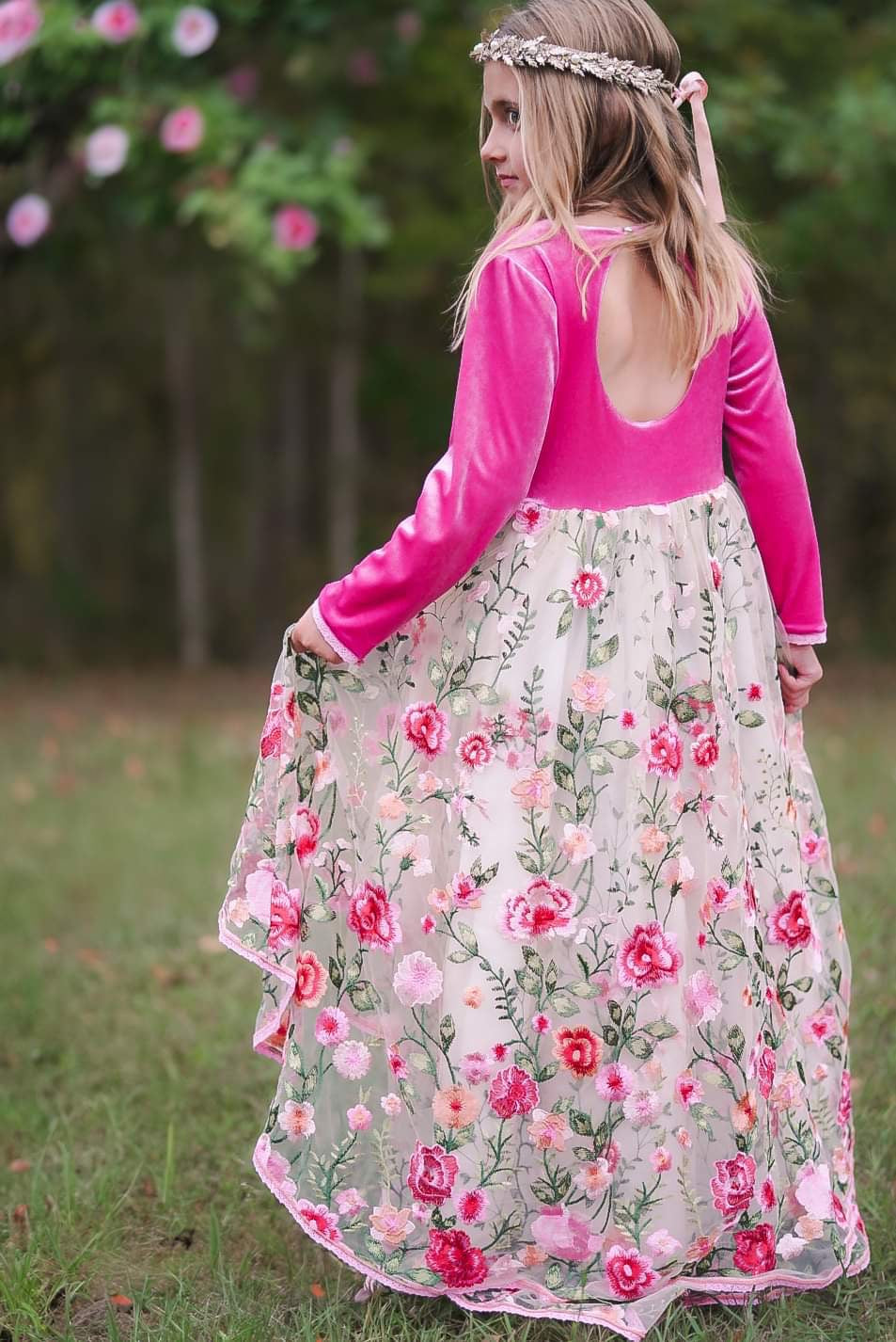 Long Sleeve Rose Petal Enchantment High Low