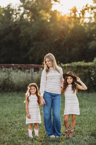 Boho Stripe Knit Dress Set