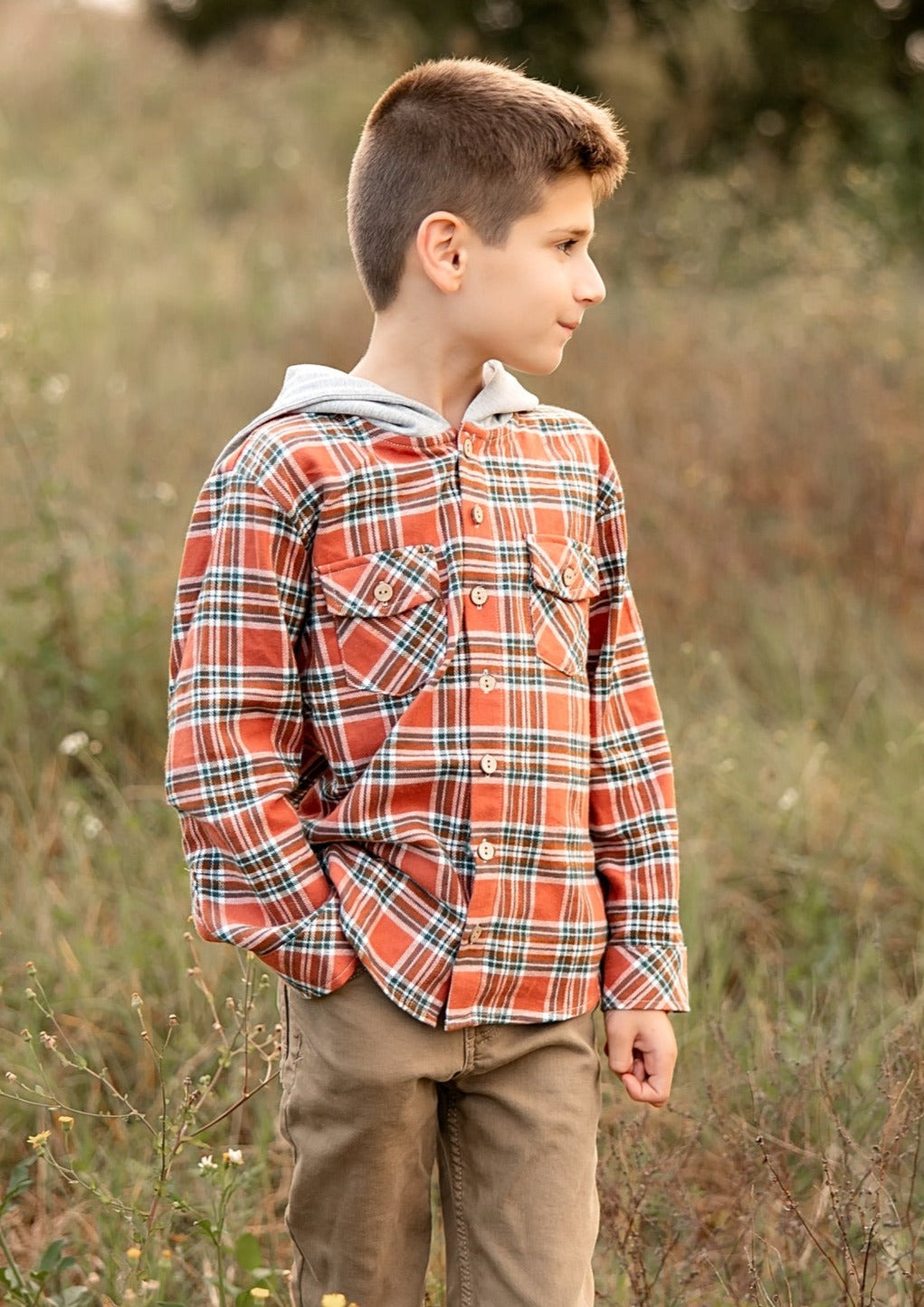 Turkey Day Tartan Button-Up Hoodie