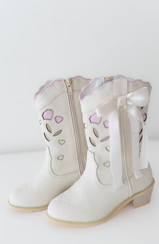 Sweetheart Bow Cowgirl Boots- White