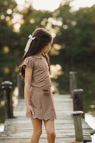 Cinnamon Gingham Athletic Set
