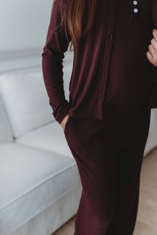 Ribbed Bamboo Lounge Pants ~ Plum