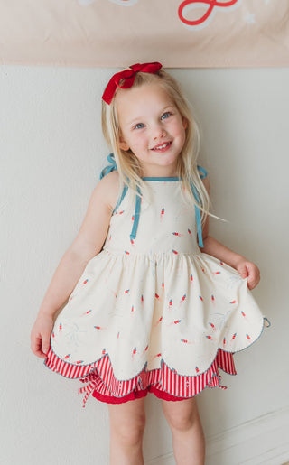 *PREORDER* Scallop Tunic Set - Red, White, and Boom