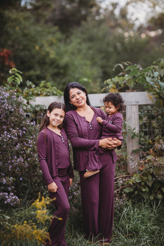 Ribbed Bamboo Lounge Top Set ~ Plum