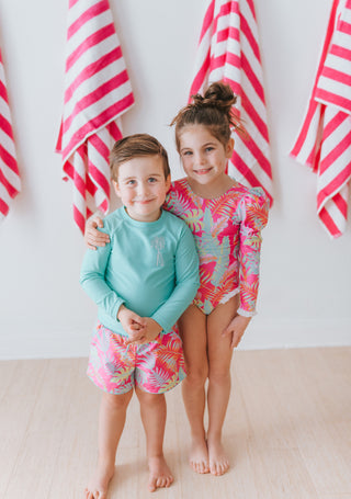 Pink Palm Paradise Swim Shorts