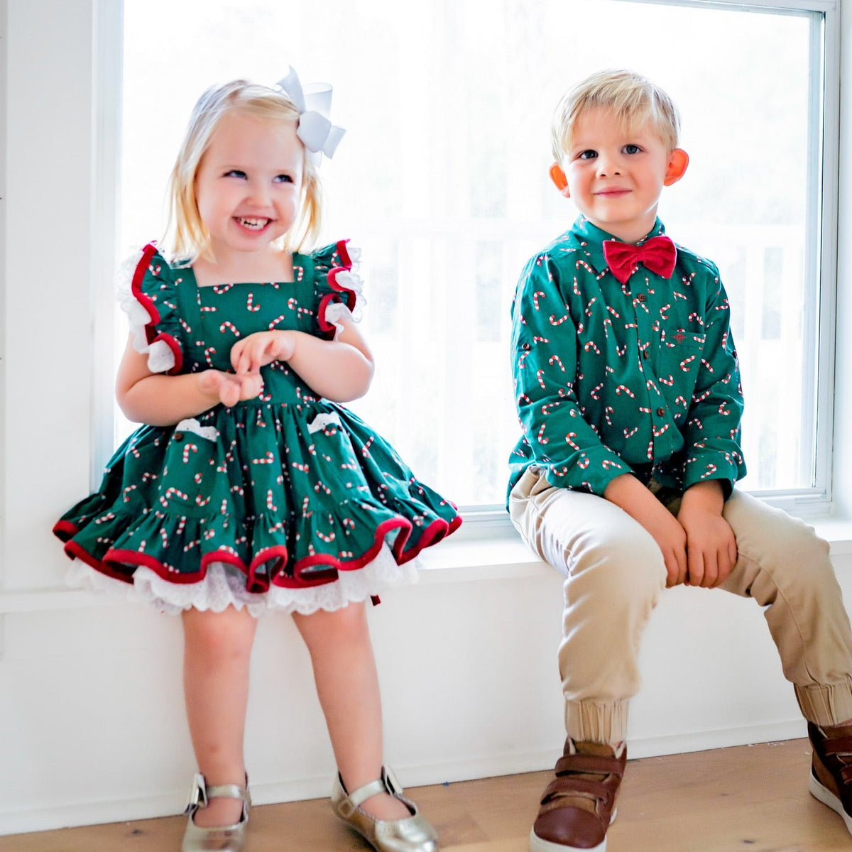 *PREORDER* Peppermint Candy Shirt and Red Bow Tie Set