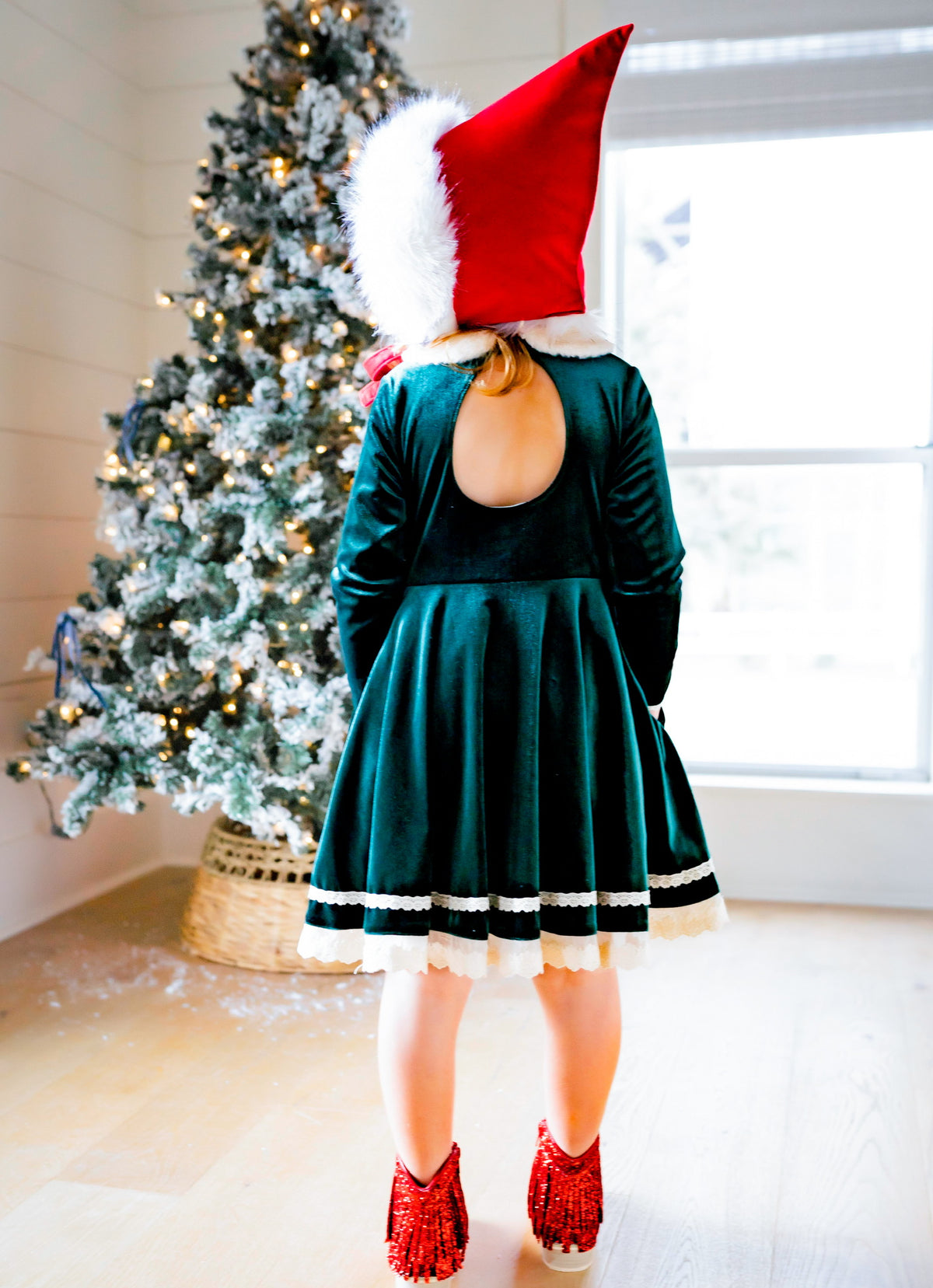 *PREORDER* Evergreen Velvet Dress and Bloomer Set