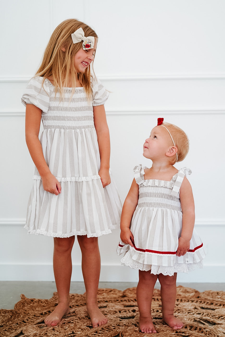 Wheat Stripe Grace Dress and Bloomer Set