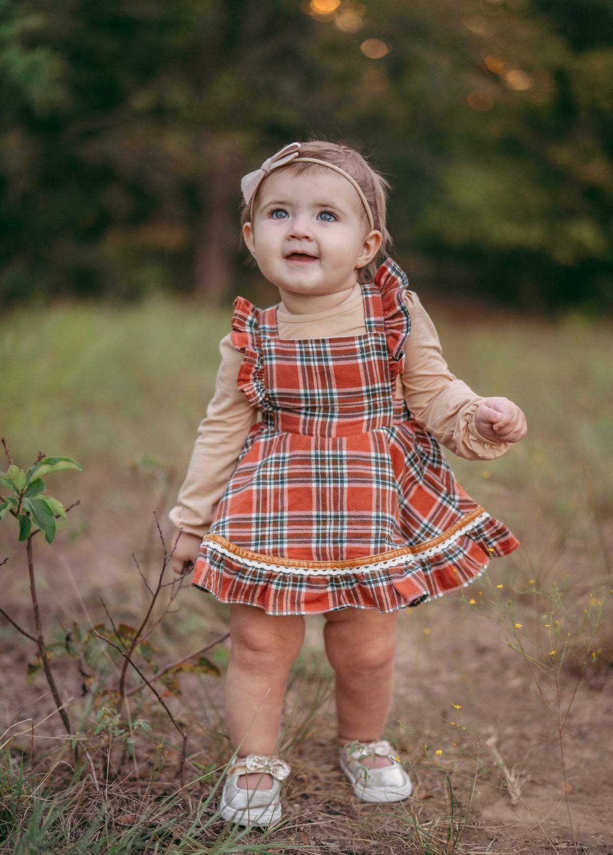 Turkey Day Tartan Skirted Romper