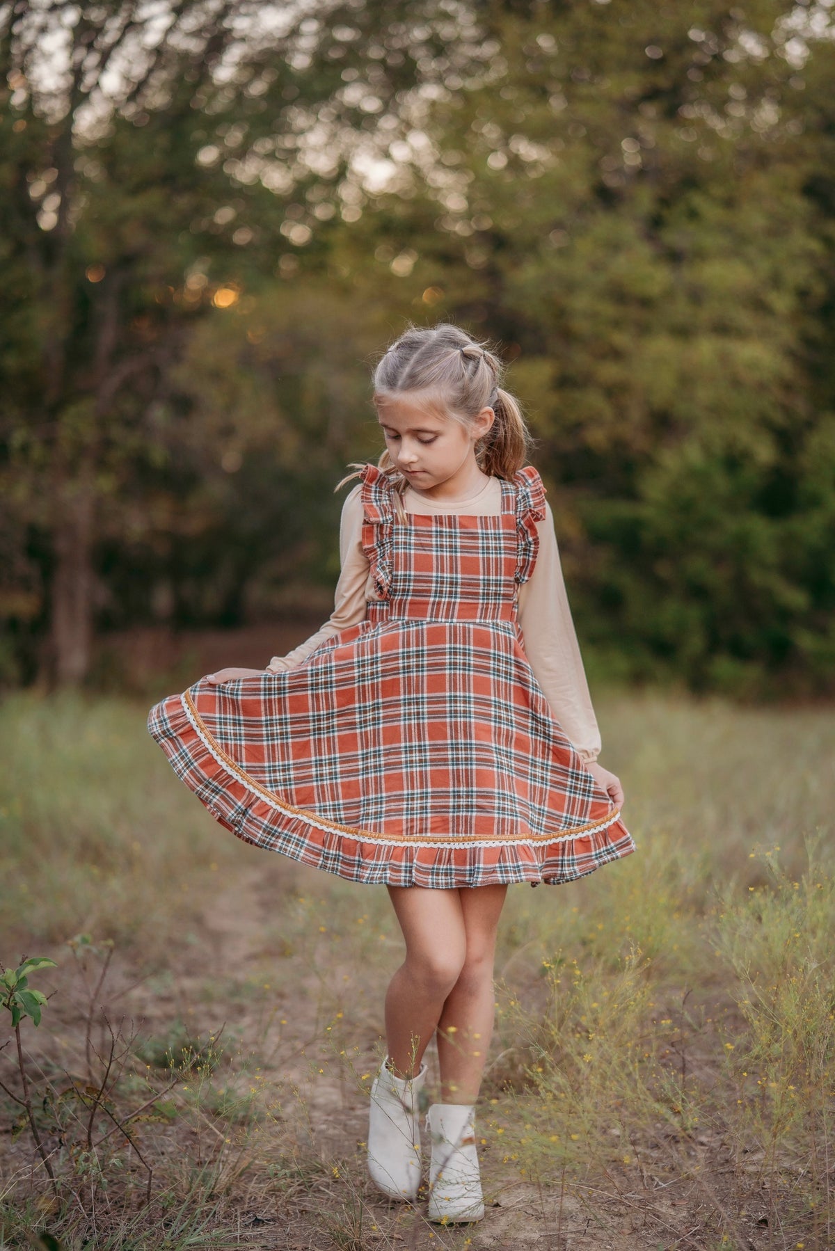 Turkey Day Tartan Pinafore