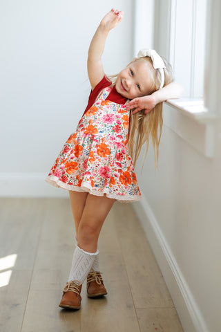 Saffron Blooms Skirted Romper Set