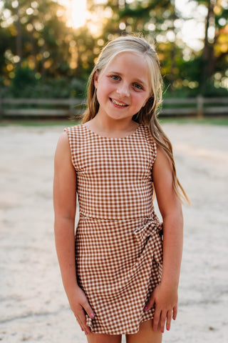 Cinnamon Gingham Athletic Dress