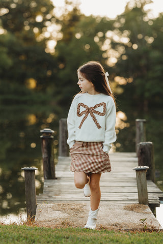Cinnamon Gingham Bow Sweater