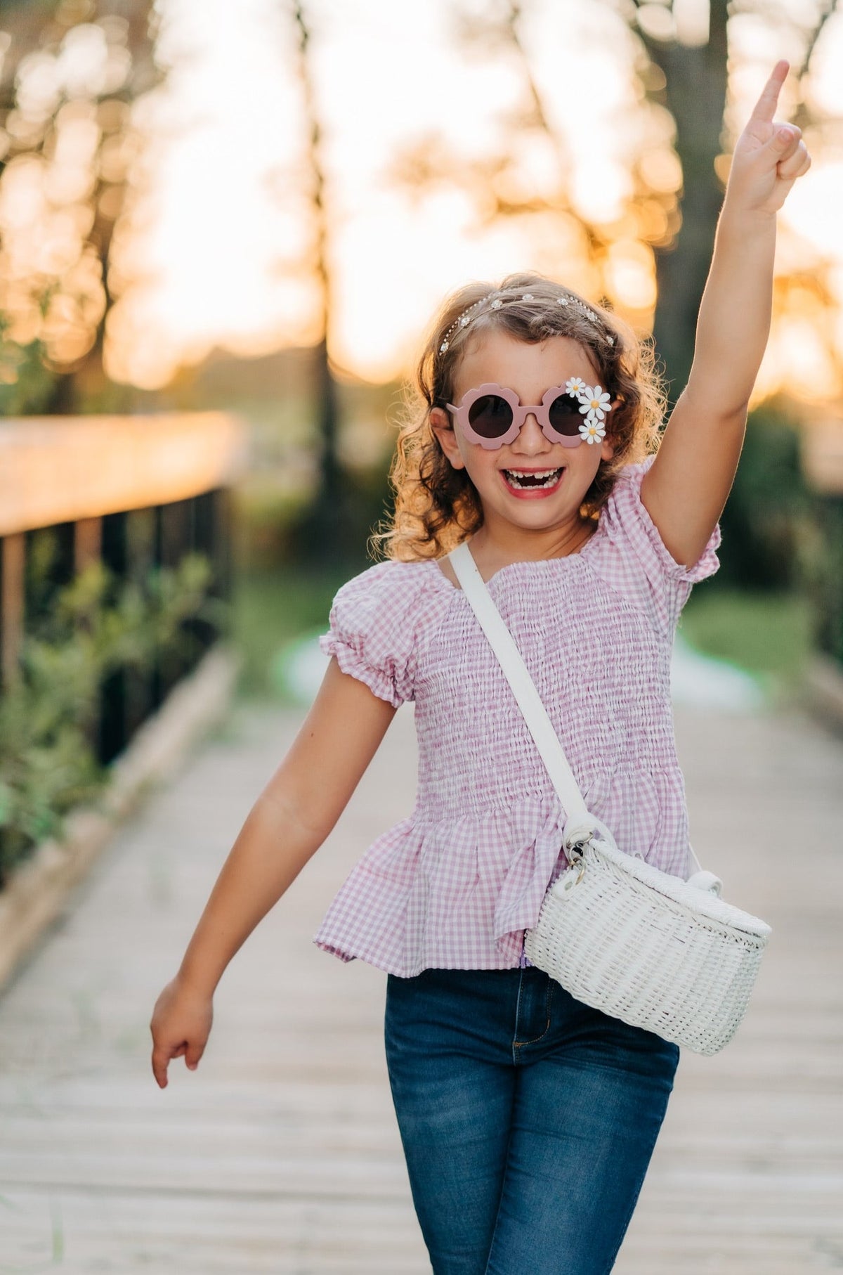 Plum Smocked Gingham Shirt