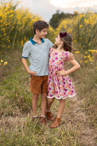 Blue Spruce Striped Athletic Polo
