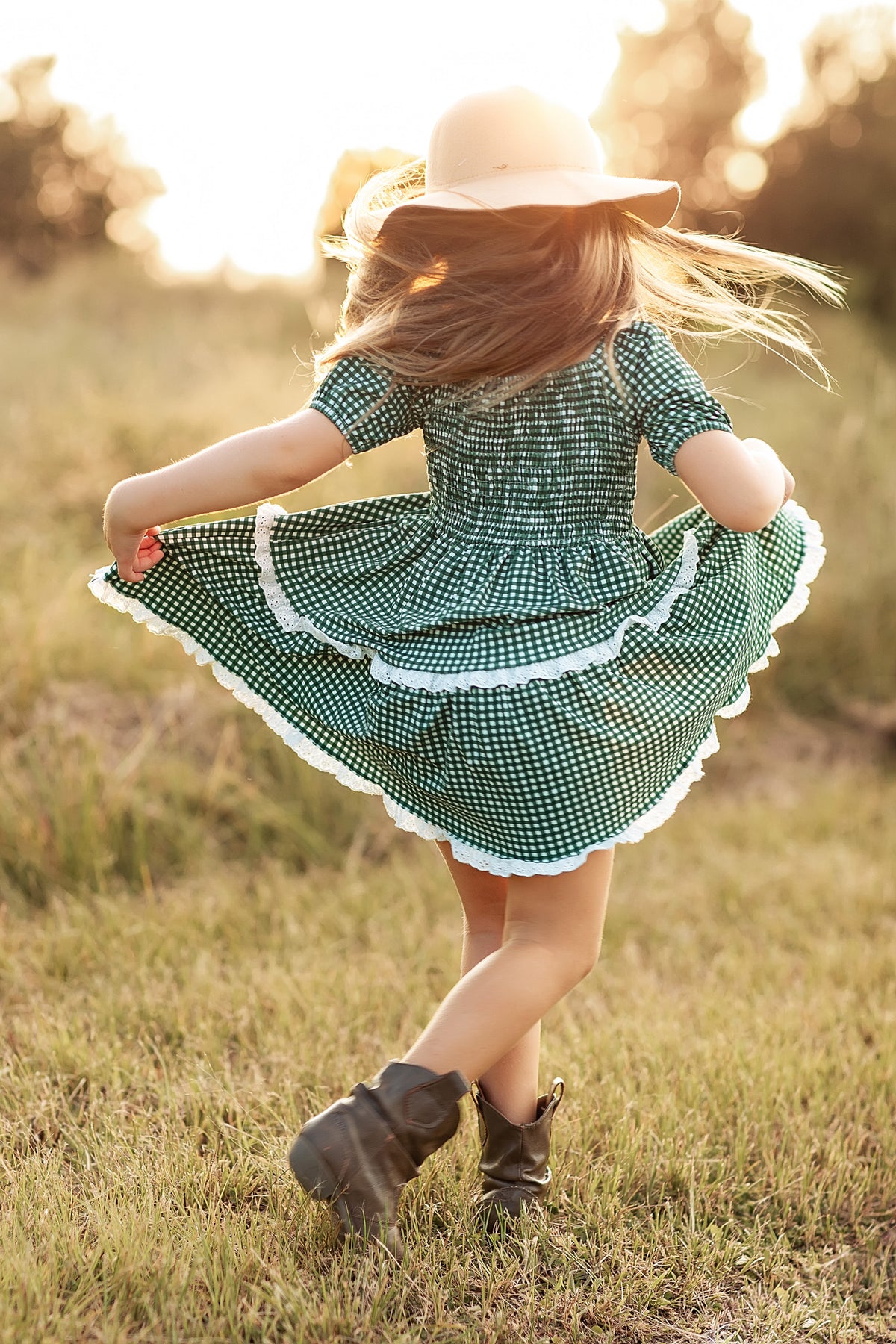 Forest Green Gingham Grace Dress