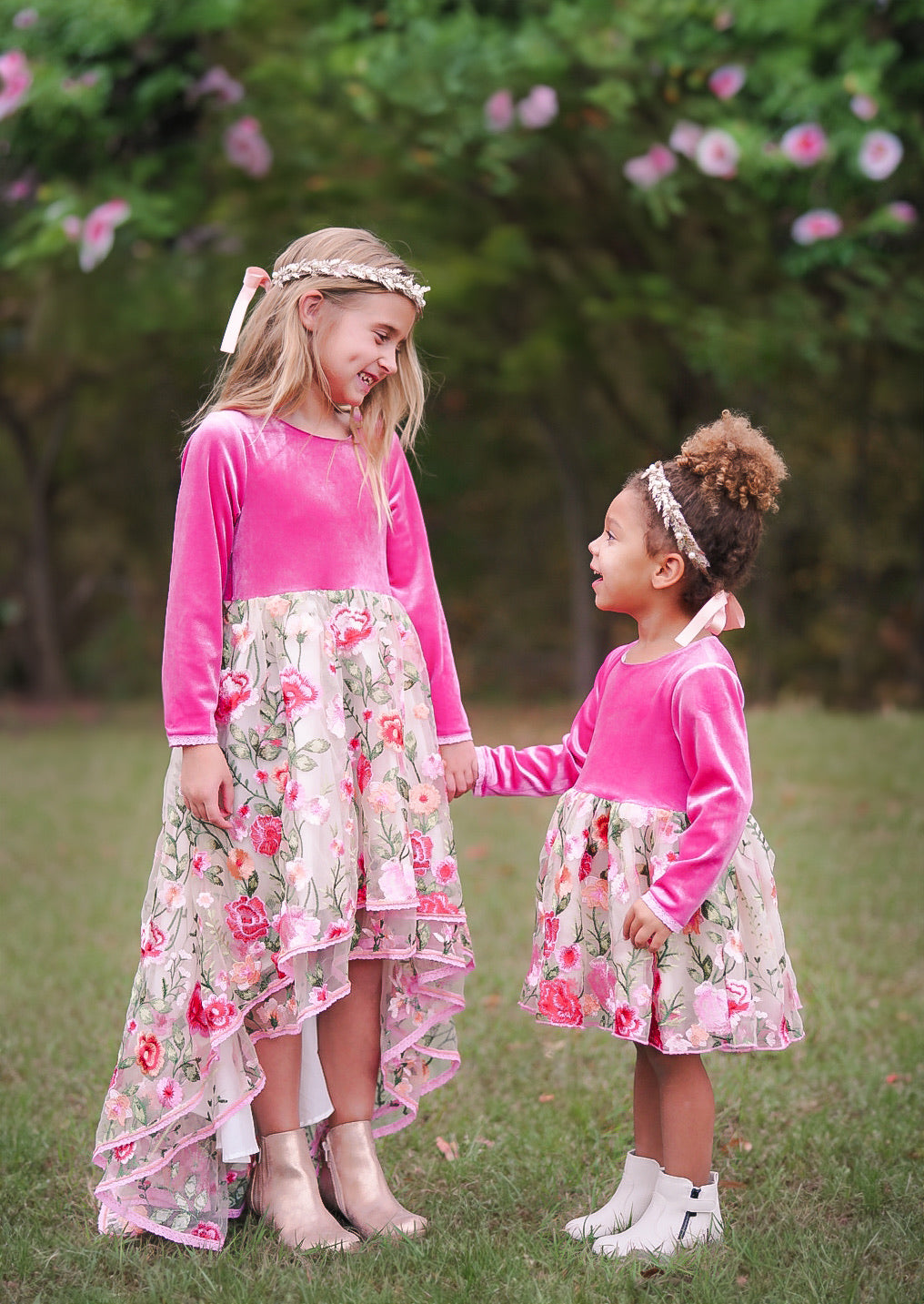 Long Sleeve Rose Petal Enchantment Dress and Bloomer Set