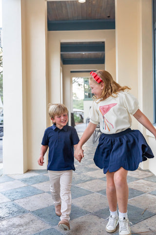 Navy Scallop Skort