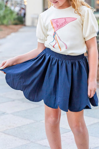 Navy Scallop Skort