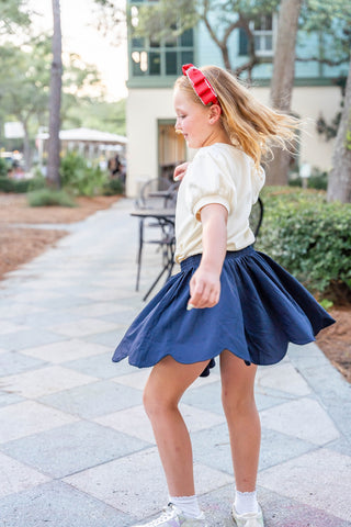 Navy Scallop Skort
