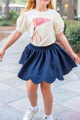 Navy Scallop Skort