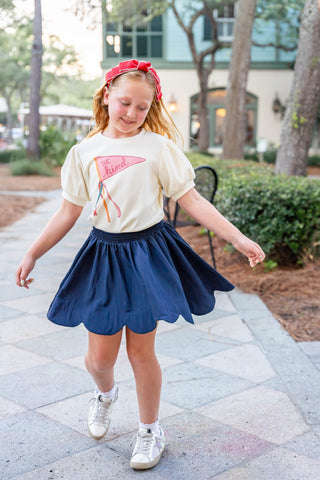 Navy Scallop Skort