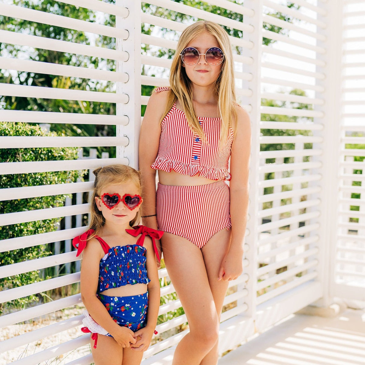 Red Stripe Seersucker High Waisted Bikini