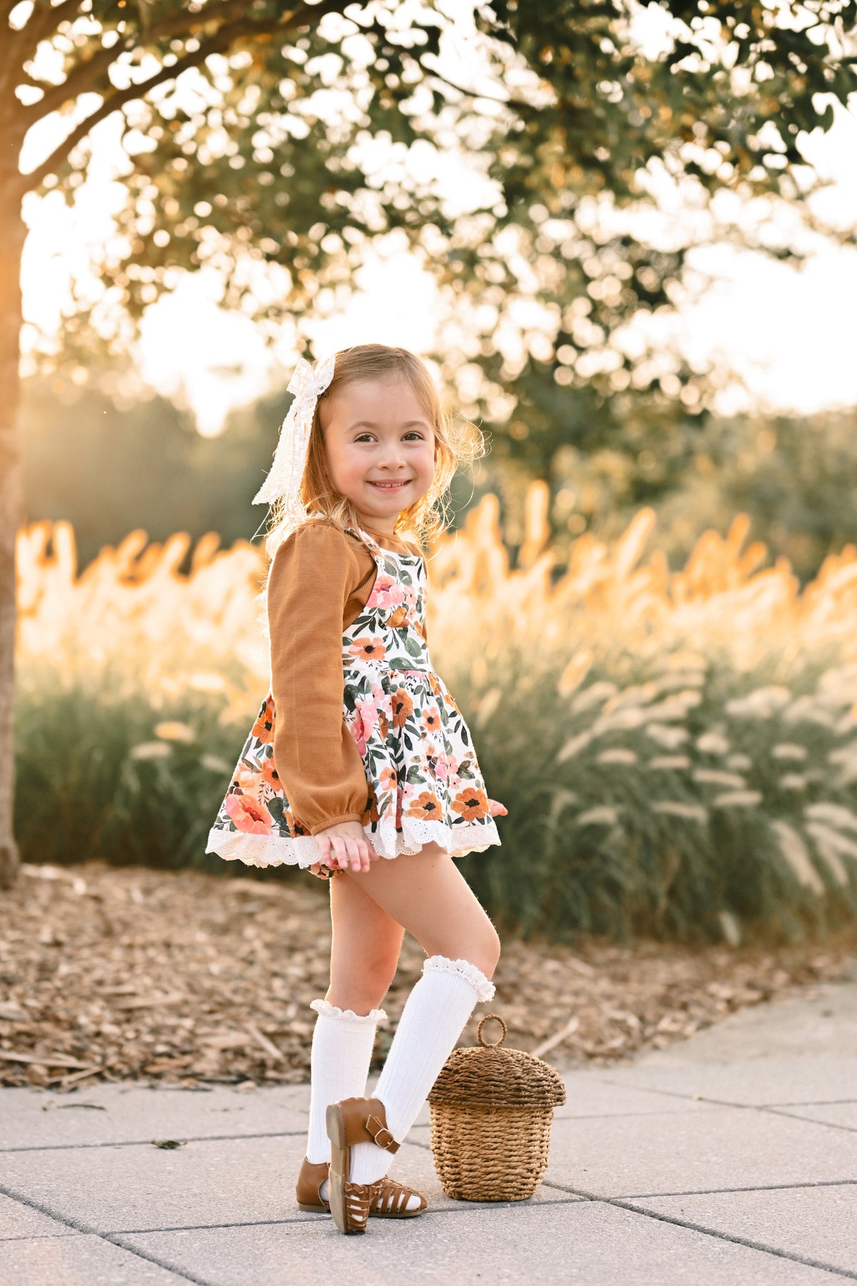 Golden Petals Skirted Romper