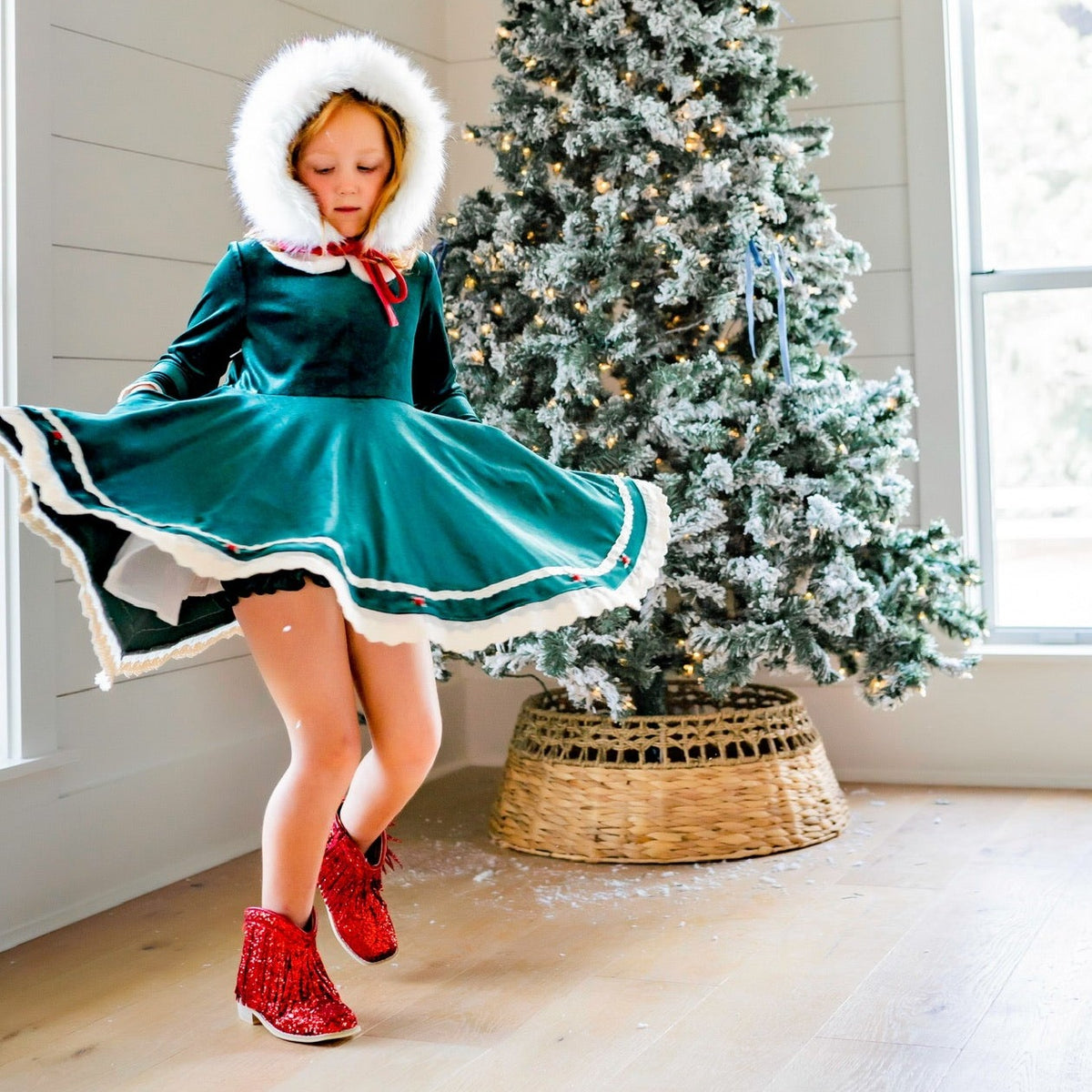 Red Sparkle Boots with Fringe
