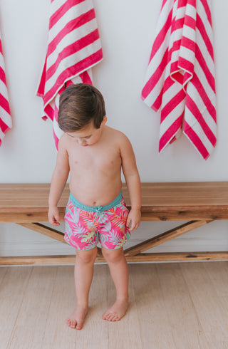 Pink Palm Paradise Swim Shorts