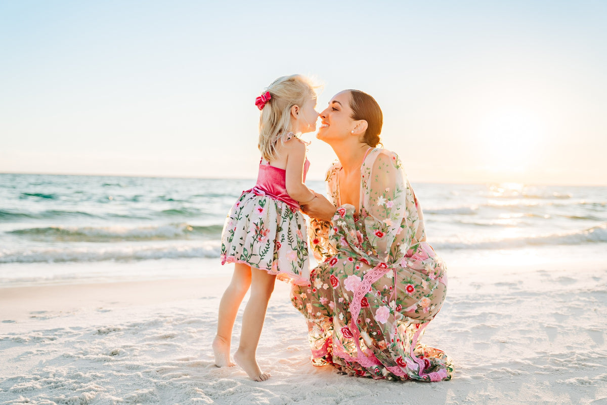 Rose Petal Enchantment Flutter Sleeve Dress and Bloomer Set